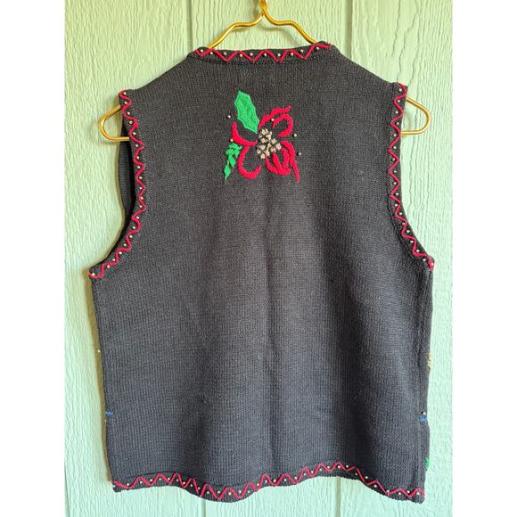Vintage Designer’s Originals Christmas Sweater Vest Beaded & Embroidered Size S - Picture 5 of 5